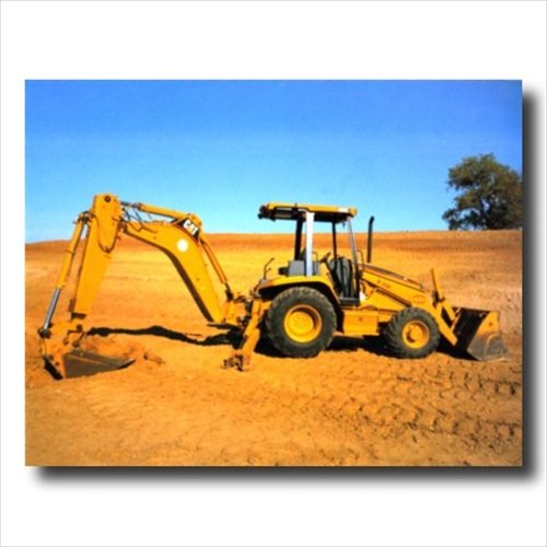 Caterpillar 416C Backhoe Heavy Equipment Framed Wall Art Print - Perfect for Construction Enthusiasts, Office & Man Cave Decor