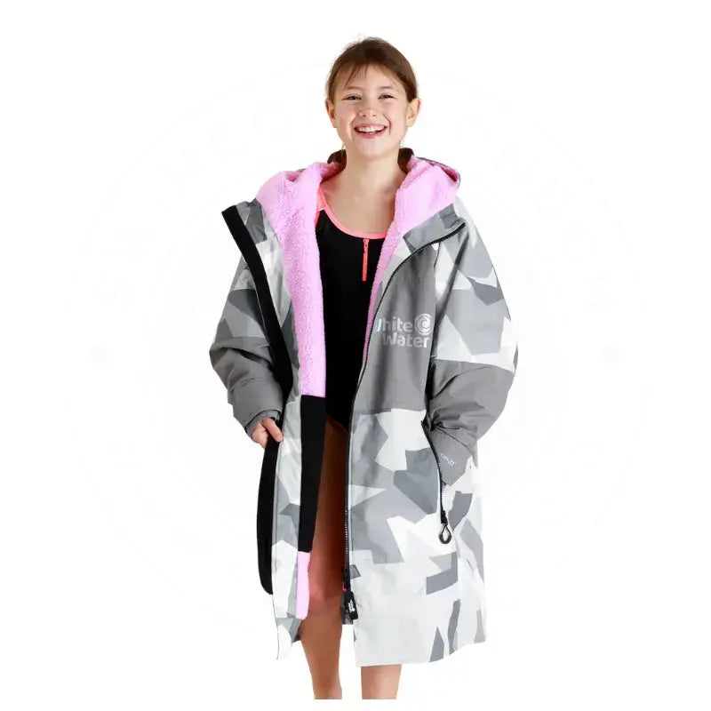 Kids Waterproof Swimming Robe - Camo Pink Unisex Quick-Dry Hard Shell Pool Cover Up for Boys & Girls | Beach, Poolside & After-Swim Wear