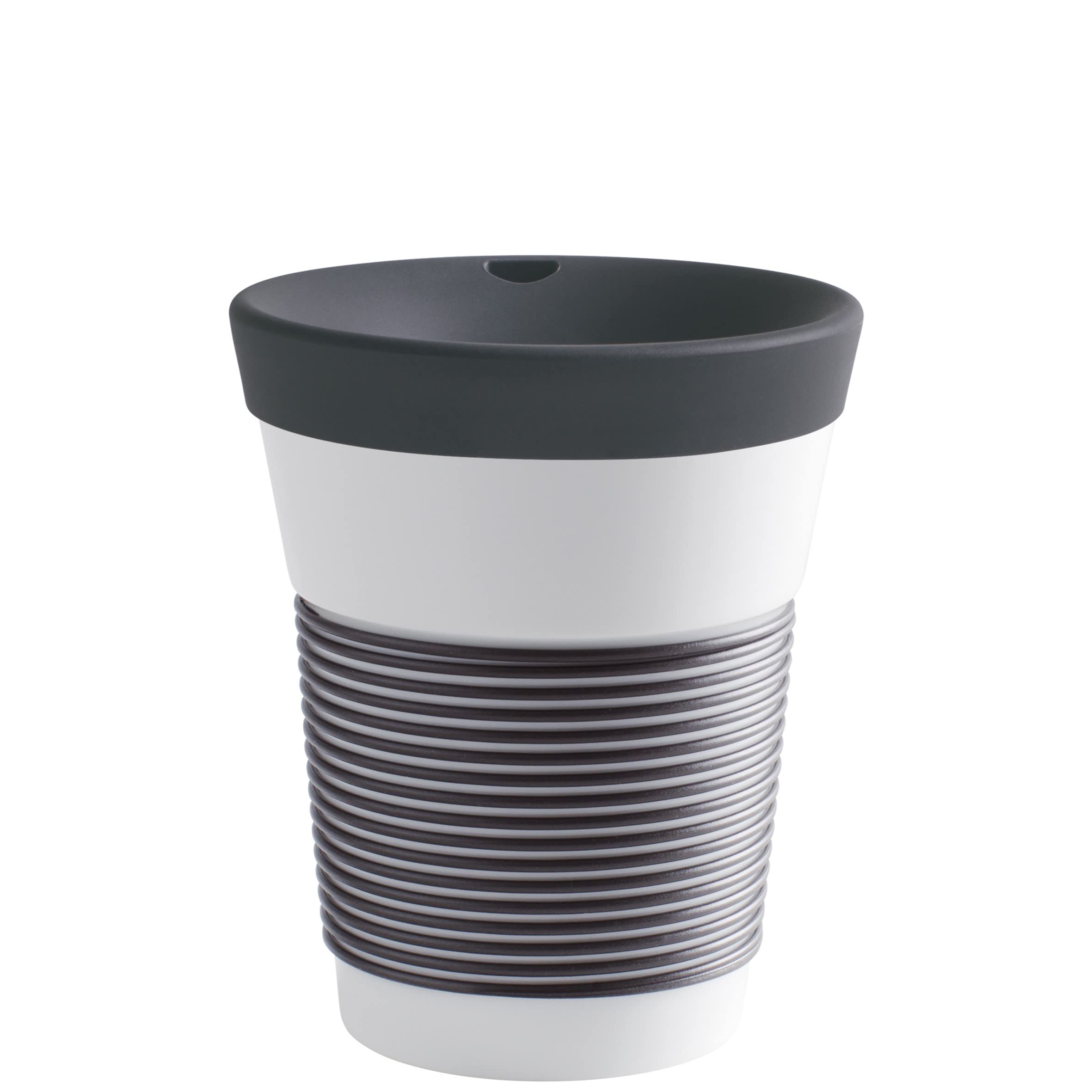 Premium Porcelain Travel Mug with Lid - 0.23L (8oz) Insulated Coffee Cup for On-the-Go - Eco-Friendly Charcoal Design (10x6x13.2cm) - Perfect for Commuting, Office & Outdoor Adventures