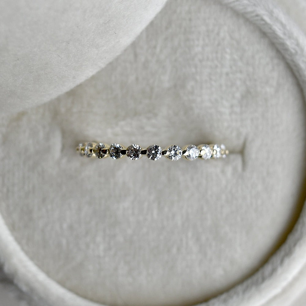 Floating Diamond Partial Eternity Band Ring - 14K White Gold Dainty Stackable Wedding Band for Women - Perfect for Anniversary, Engagement & Everyday Elegance