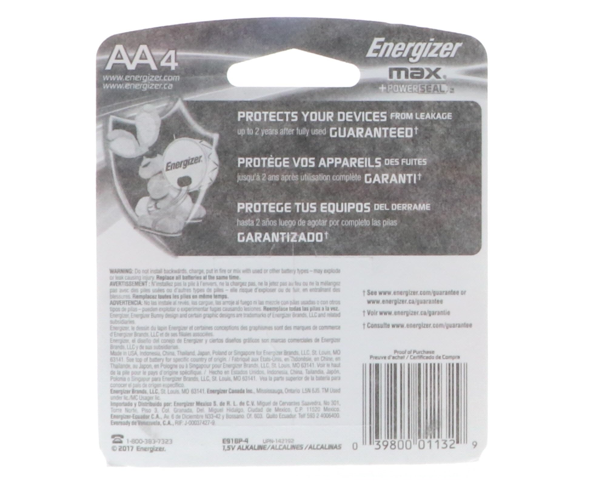 Energizer AA Alkaline Batteries (Pack of 2) - 4 Batteries per Package - Long-Lasting Power for Toys, Flashlights & Electronics