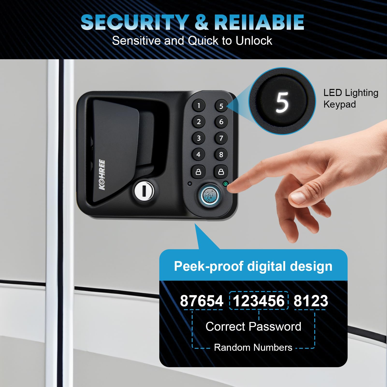 Upgraded RV Keyless Entry Door Lock - Fingerprint & Keypad Smart Lock for Camper, Waterproof IP66, Fits 2.75