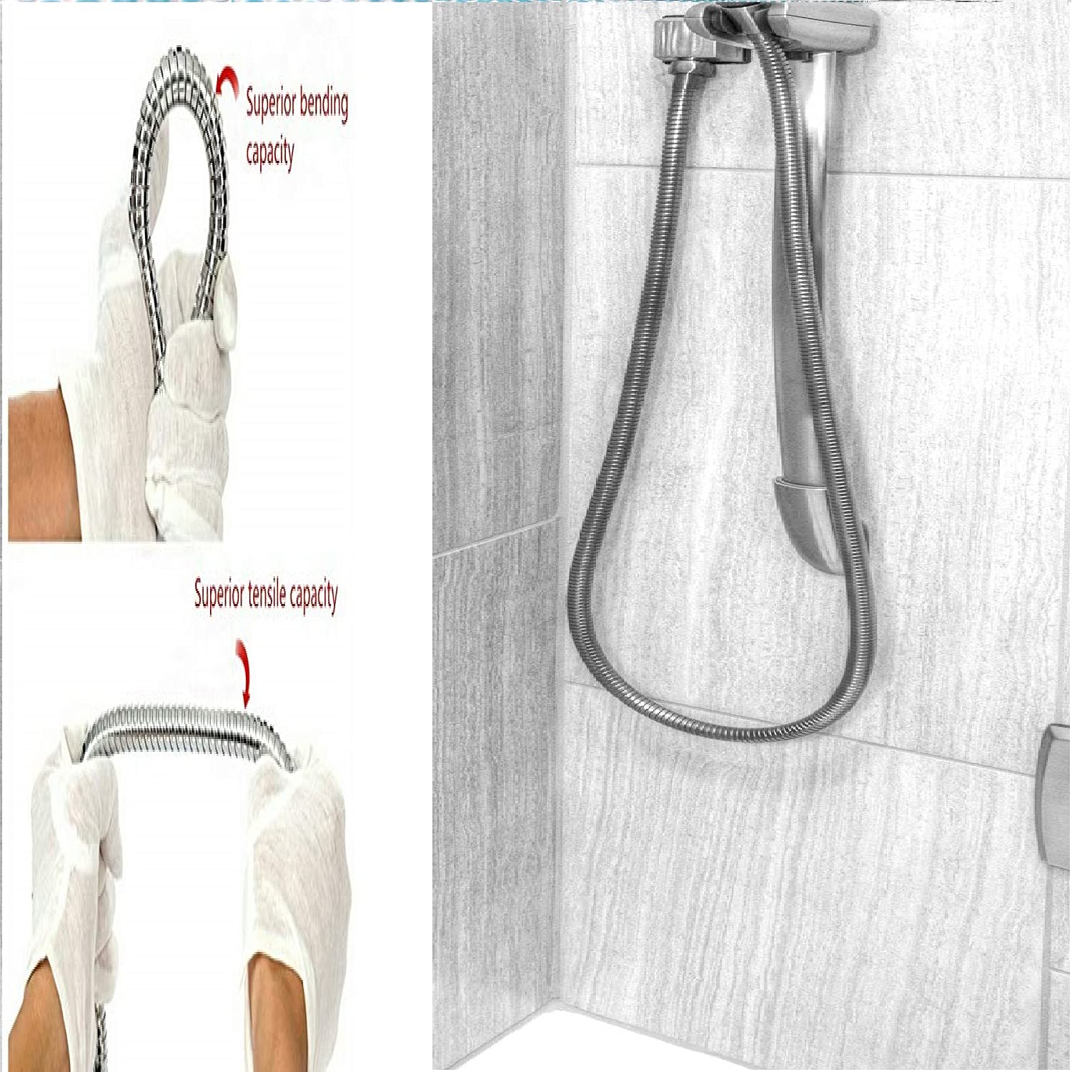 Jagger Chromed Stainless Steel Double-Buckle Flexible Shower Hose - 1.5M Hand Shower Tube with Health Faucet for Bathroom & Spa | Durable, Leak-Proof & Adjustable for Relaxing Showers