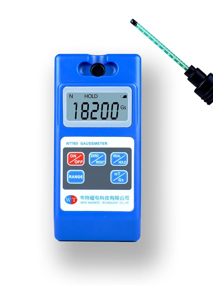 WT10A Handheld Digital Gauss/Tesla Meter - 2000mT Magnetic Field Tester with Data Hold, Peak Value, Auto Zero & mT/Gs Switch | Perfect for Testing Permanent Magnets, Motors, Speakers & Industrial Applications | Portable, Lightweight & Easy to Use