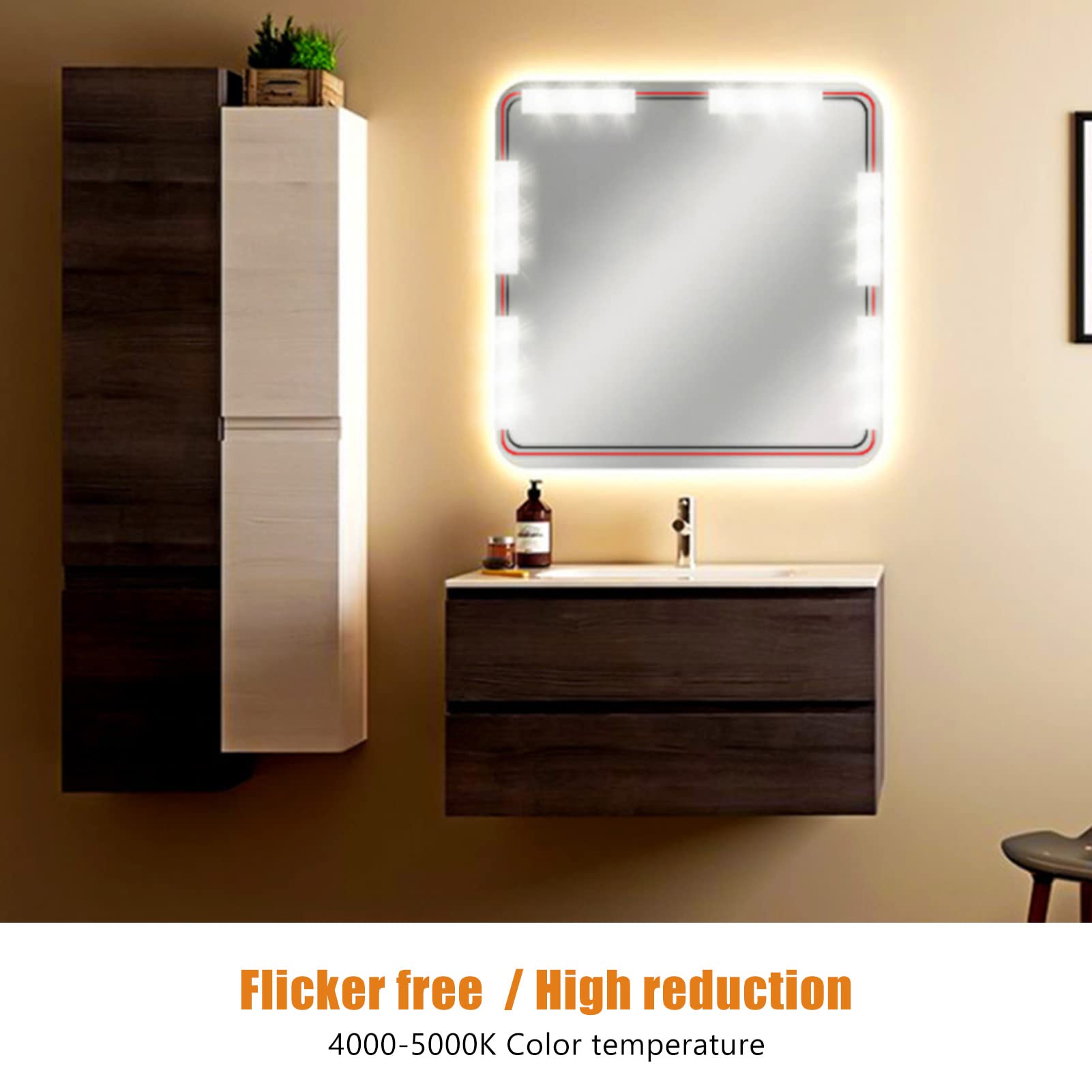 LED Vanity Mirror Lights - Adjustable Brightness, USB Plug-in for Makeup & Bathroom