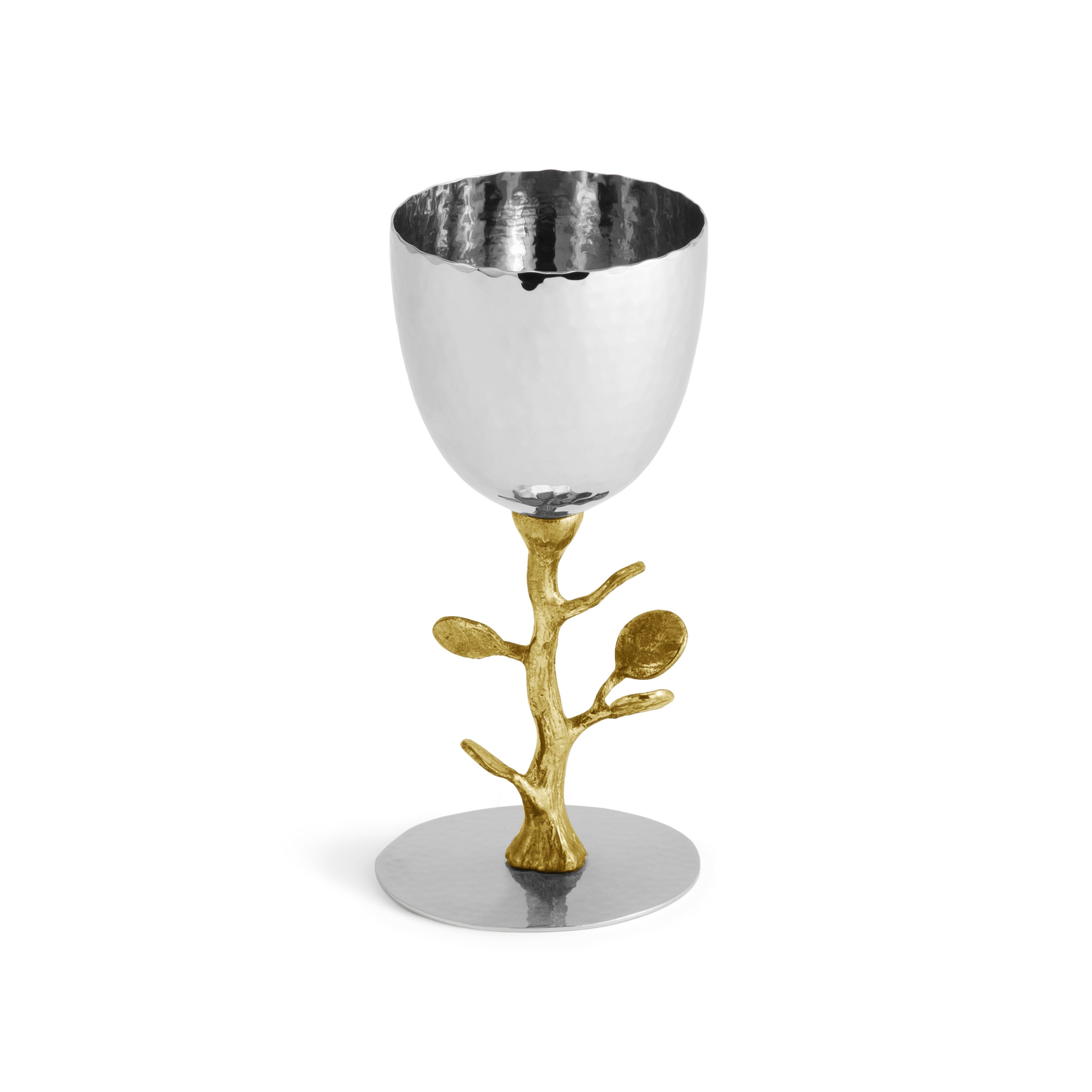 Elegant Botanical Leaf Gold Kiddush Cup - Handcrafted Jewish Communion Wine Goblet for Shabbat, Passover & Jewish Holidays - Perfect for Religious Ceremonies, Home Decor & Gift Giving