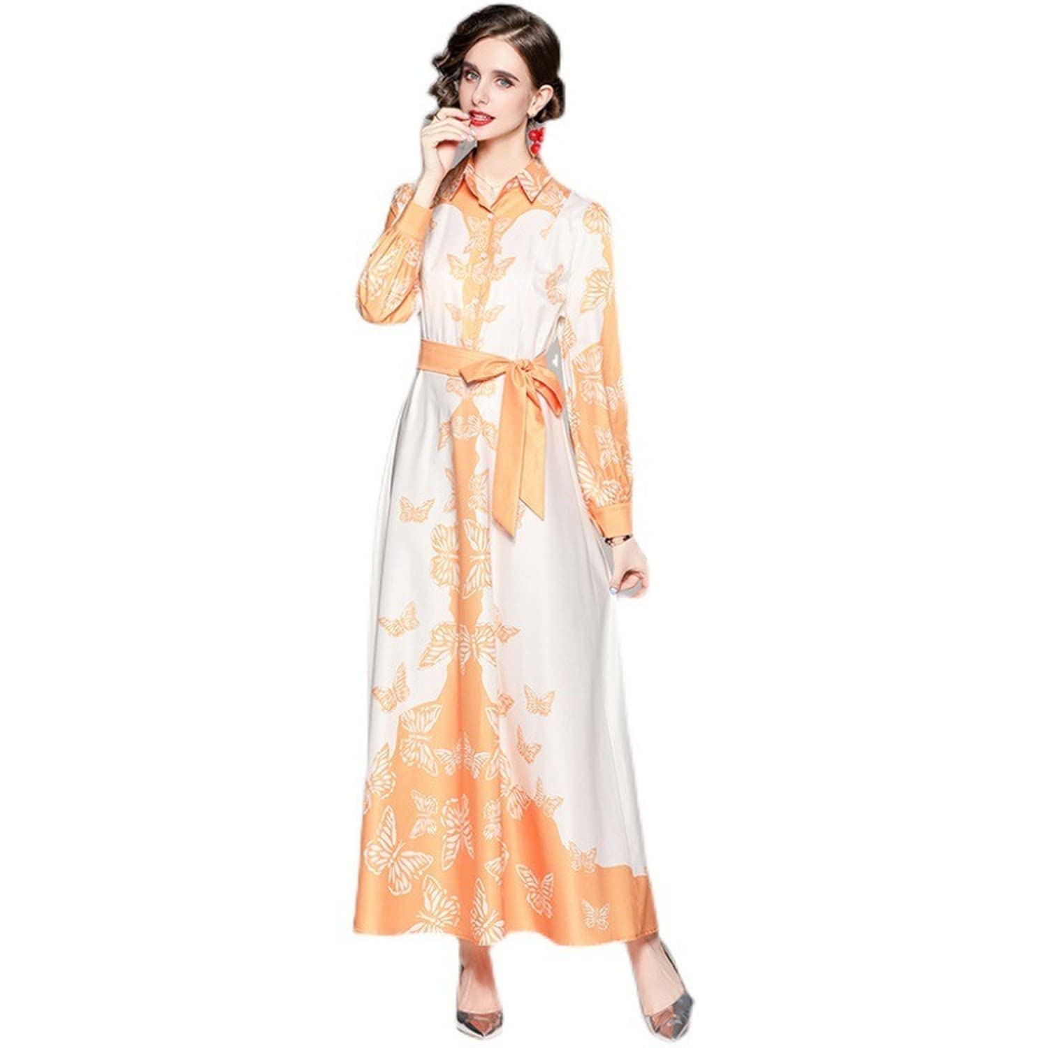 Butterfly Print Flowy Dress for Women - Spring & Autumn Fashion - Perfect for Casual Outings, Parties, and Date Nights