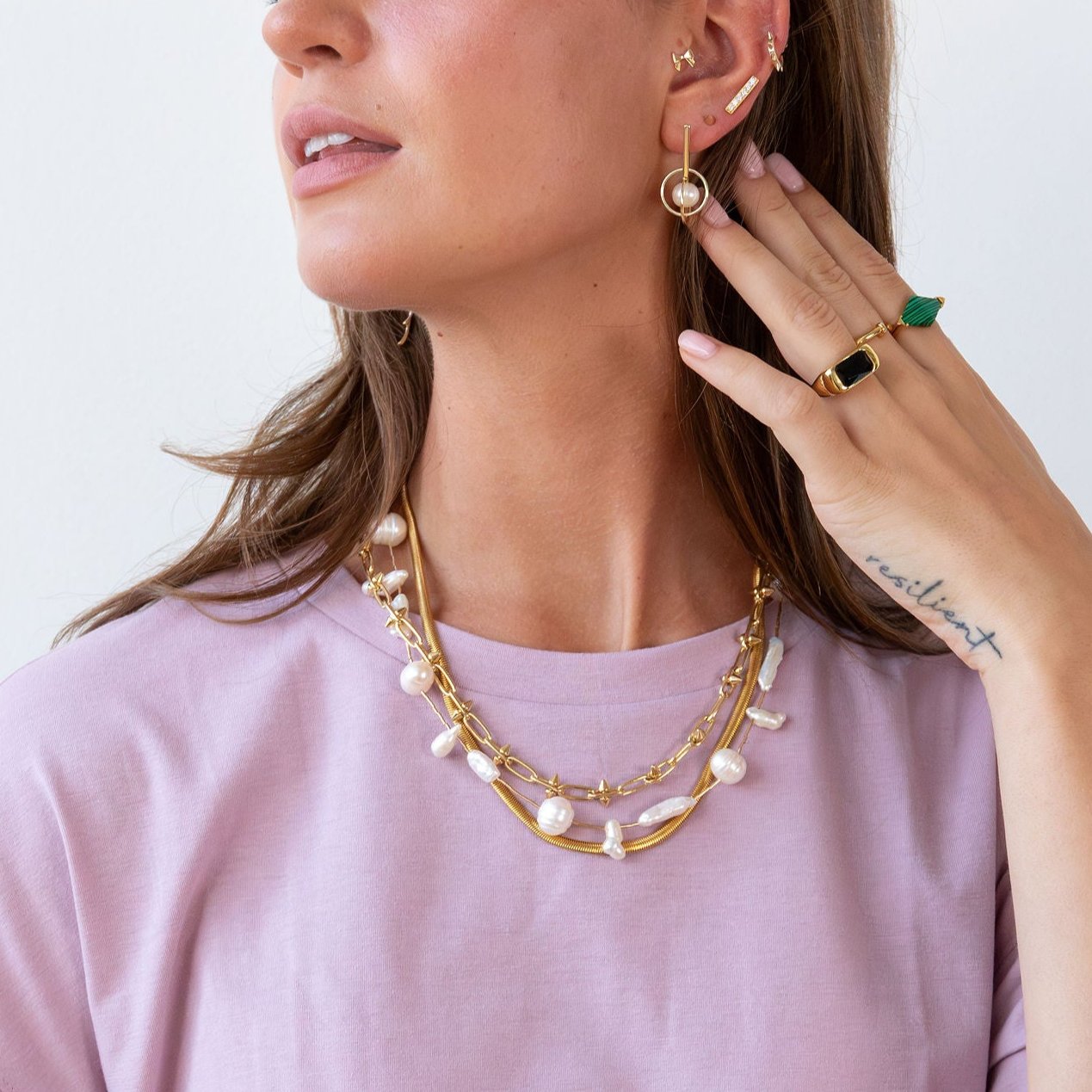 Liquid Gold Pearl Necklace - Elegant 18K Gold Plated Pearl Jewelry for Women | Perfect for Weddings, Parties & Special Occasions