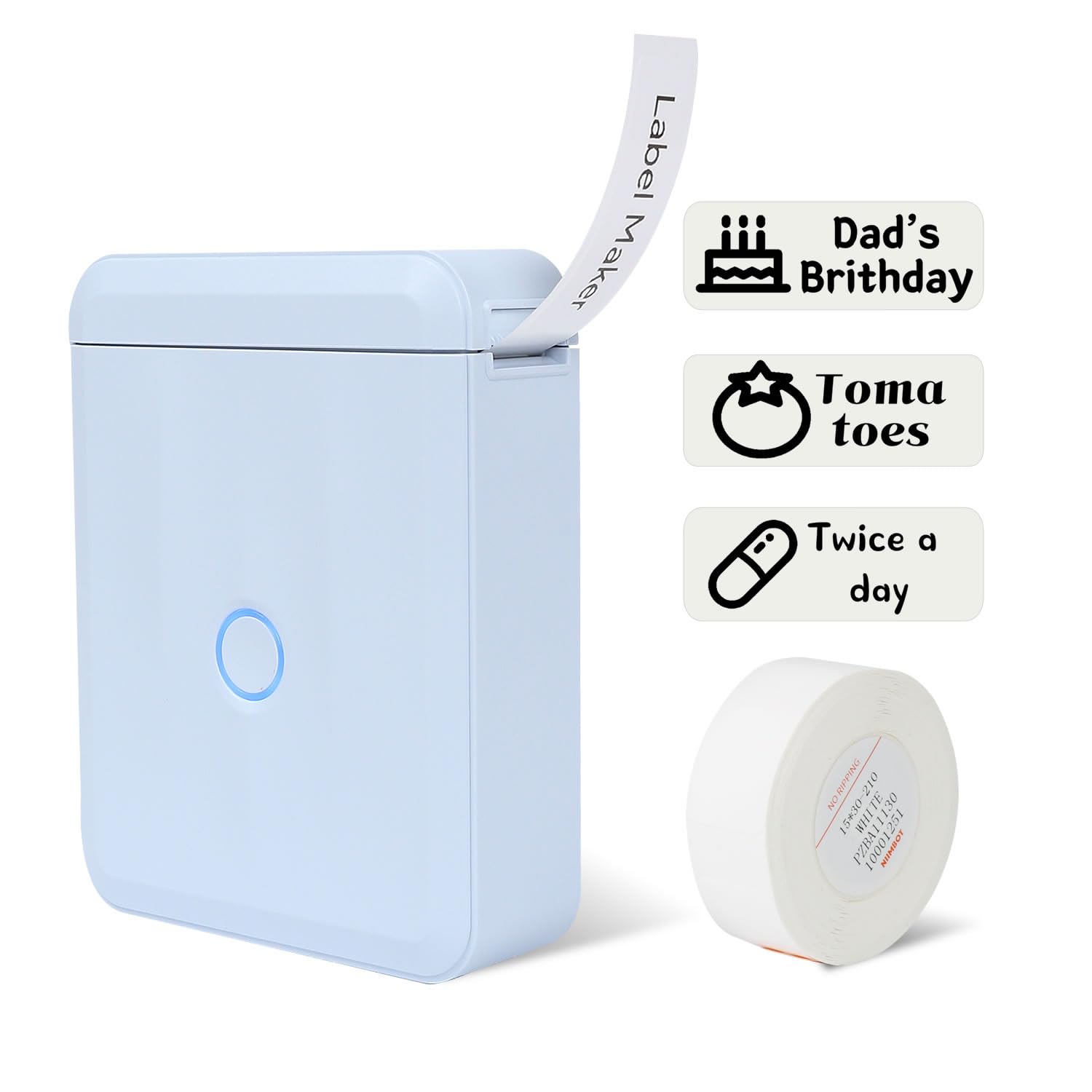 D110-M Portable Bluetooth Label Maker Machine with Tape - Handheld Label Printer for Home & Office Organization, Includes Multiple Templates, USB Rechargeable (Light Blue) - Perfect for Phone Labeling, Pantry Organization & File Sorting