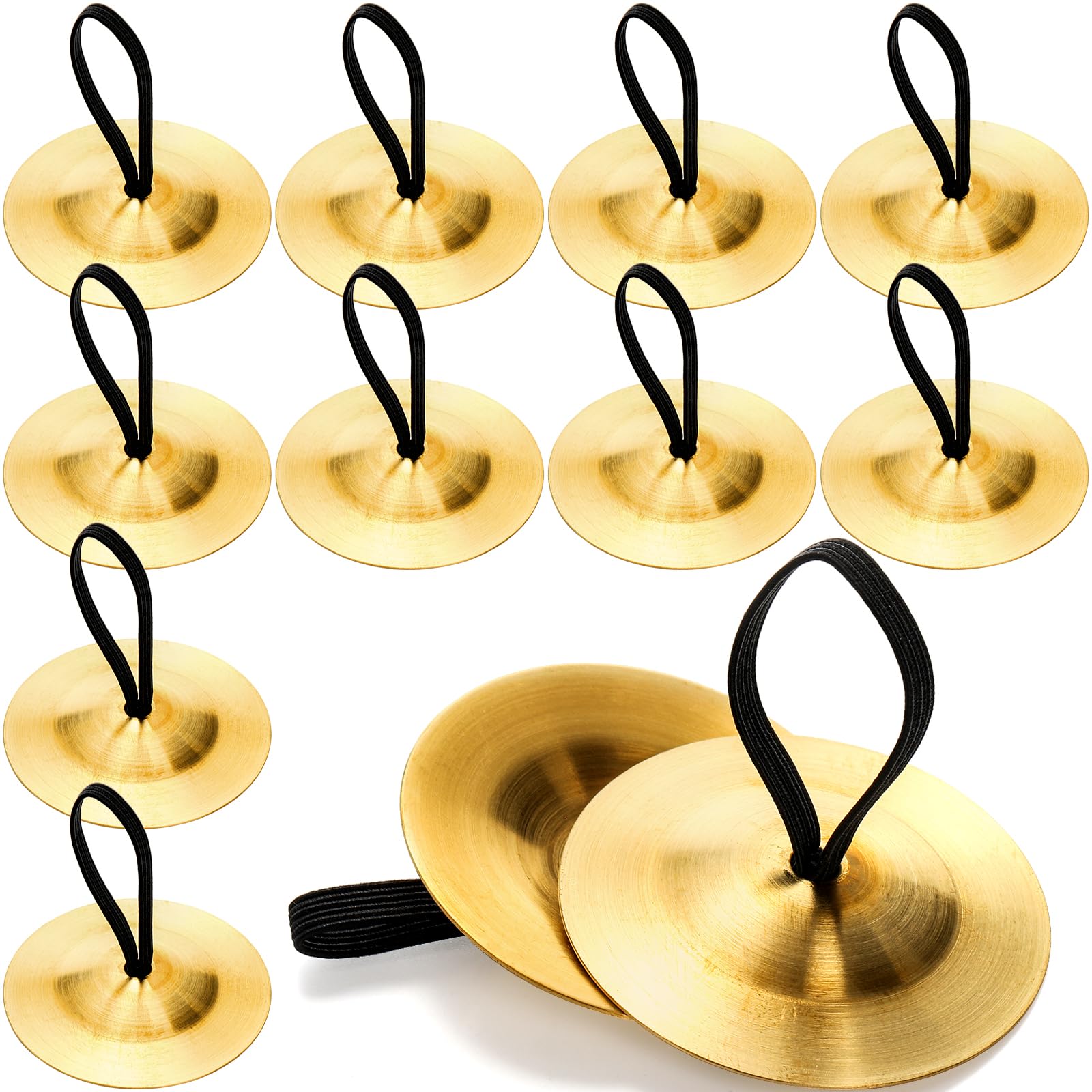 12 Pieces Gold Finger Cymbals (Zills) for Belly Dancing - Professional Brass Rhythm Instrument for Dancers, Performances & Middle Eastern Dance Parties - Perfect for Dance Practice, Stage Shows & Cultural Events