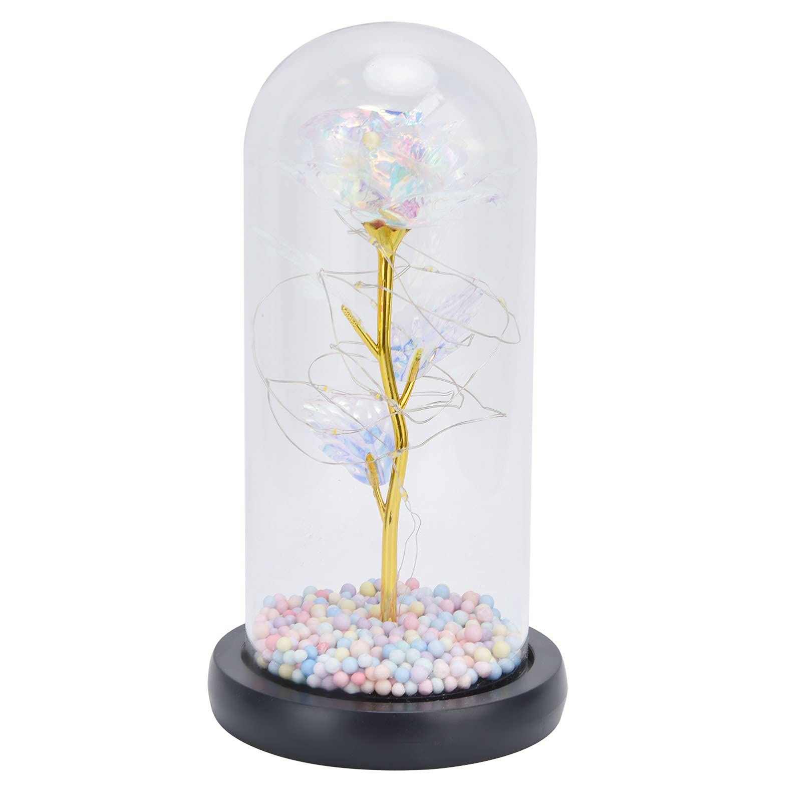 Simulation LED Rose Flower with Light String - Black Base Colorful Artificial Rose, Romantic Wedding Decoration & Unique Gift for Women - Perfect for Home Decor, Valentine's Day, Anniversary & Party Centerpiece