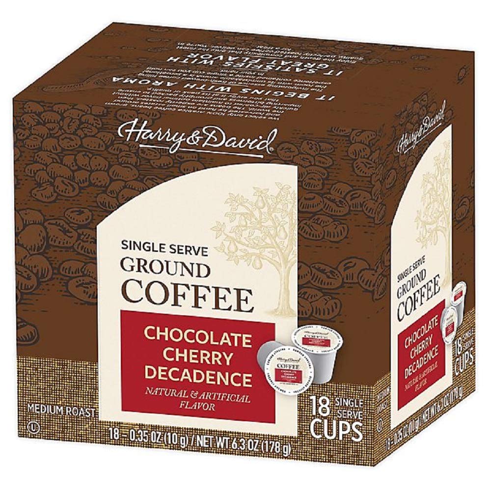 Harry & David Chocolate Cherry Decadence Single-Serve Coffee Cups - 2 Boxes of 18 K-Cups (36 Total) | Gourmet Flavored Coffee Pods for Keurig Brewers | Perfect for Office, Home & Gifting