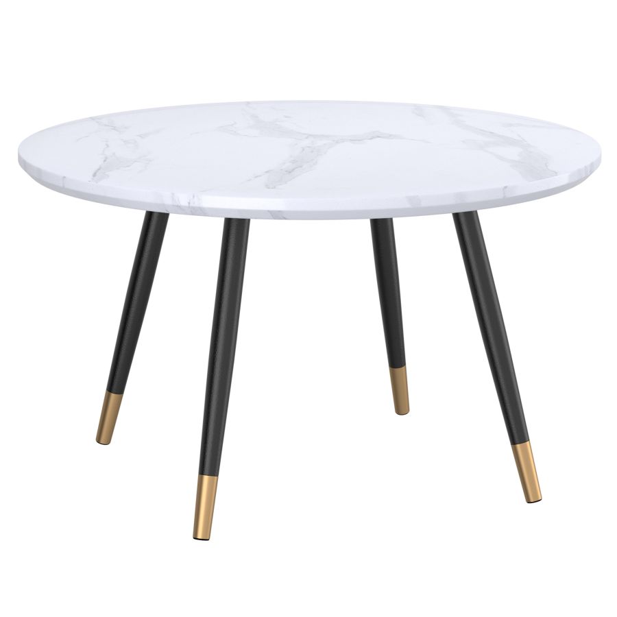 Modern Round Coffee Table with Marble Look - Elegant and Durable Living Room Furniture for Home Decor, Office, and Lounge Areas