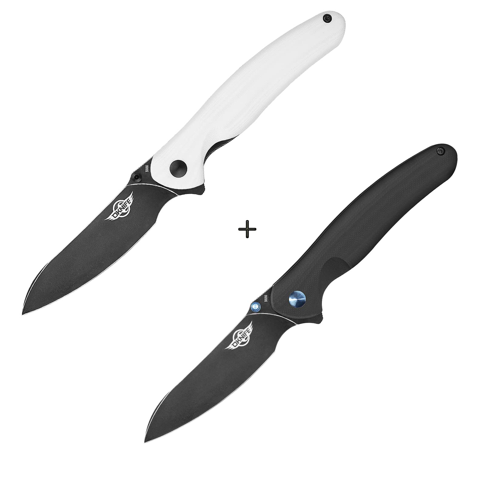 OKNIFE Drever White & Black Folding Pocket Knife - EDC Everyday Carry, Camping, Hiking & Outdoor Survival Tool