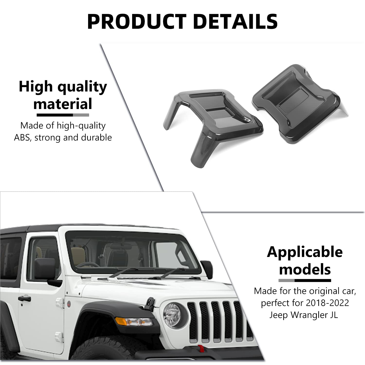 Jeep Wrangler JL Tail Light Guard Cover (2018-2022) - Smoked Black ABS Plastic Protector for Exterior Decoration & Protection | Off-Road Accessories for Adventure & Daily Driving