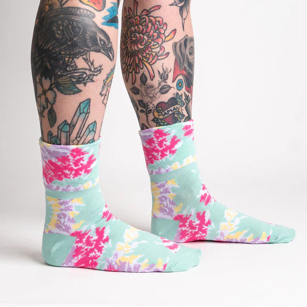 Feeling Groovy Turn Cuff Crew Socks by Sock It To Me - Fun Novelty Socks for Women & Men - Perfect for Casual Wear, Gifts, and 70s Retro Fashion