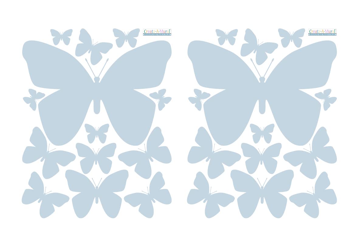 26-Piece Butterfly Wall Decals - Peel & Stick Wall Stickers for Girls Room Decor in Soft Blue | Nursery, Bedroom & Kids Room Wall Art Decorations