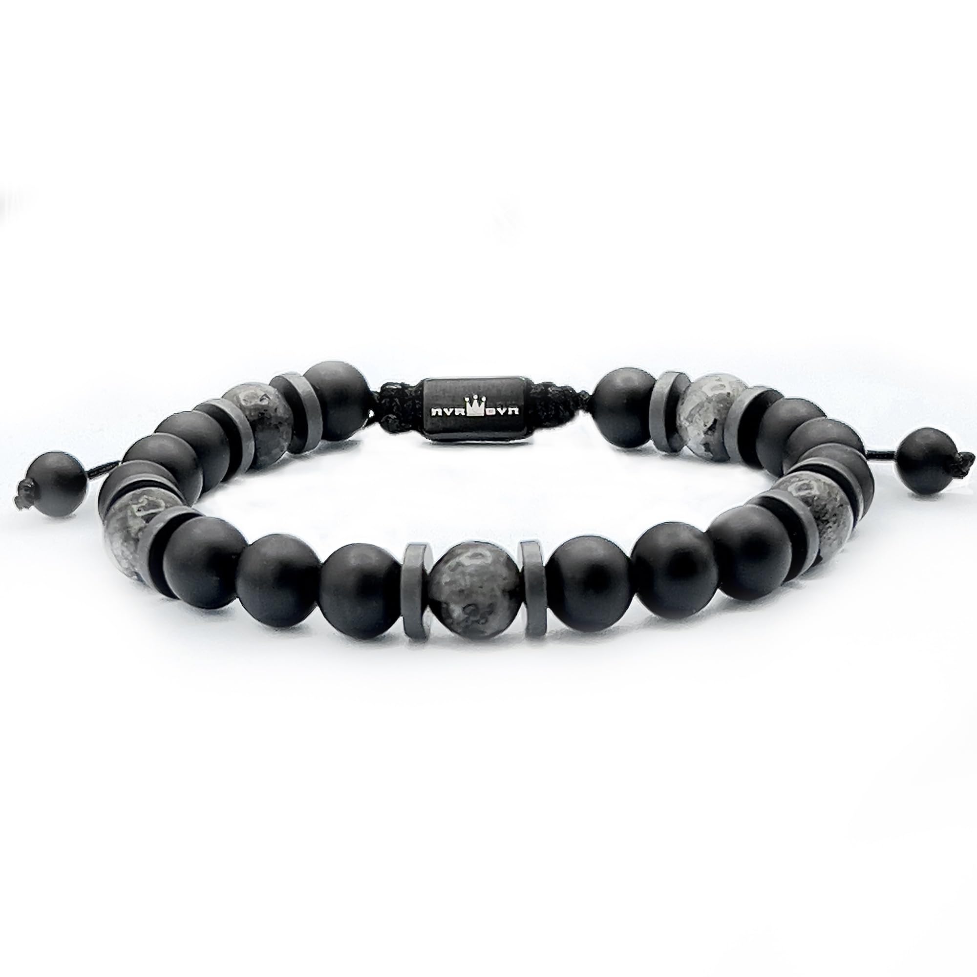 Mens Beaded Bracelet - Black Onyx, Hematite & Spectrolite Adjustable Bracelet for Men, Stylish Mens Jewelry, Perfect Birthday Gift for Men, Ideal for Casual Wear, Office, and Outdoor Adventures - The Deep Below Collection