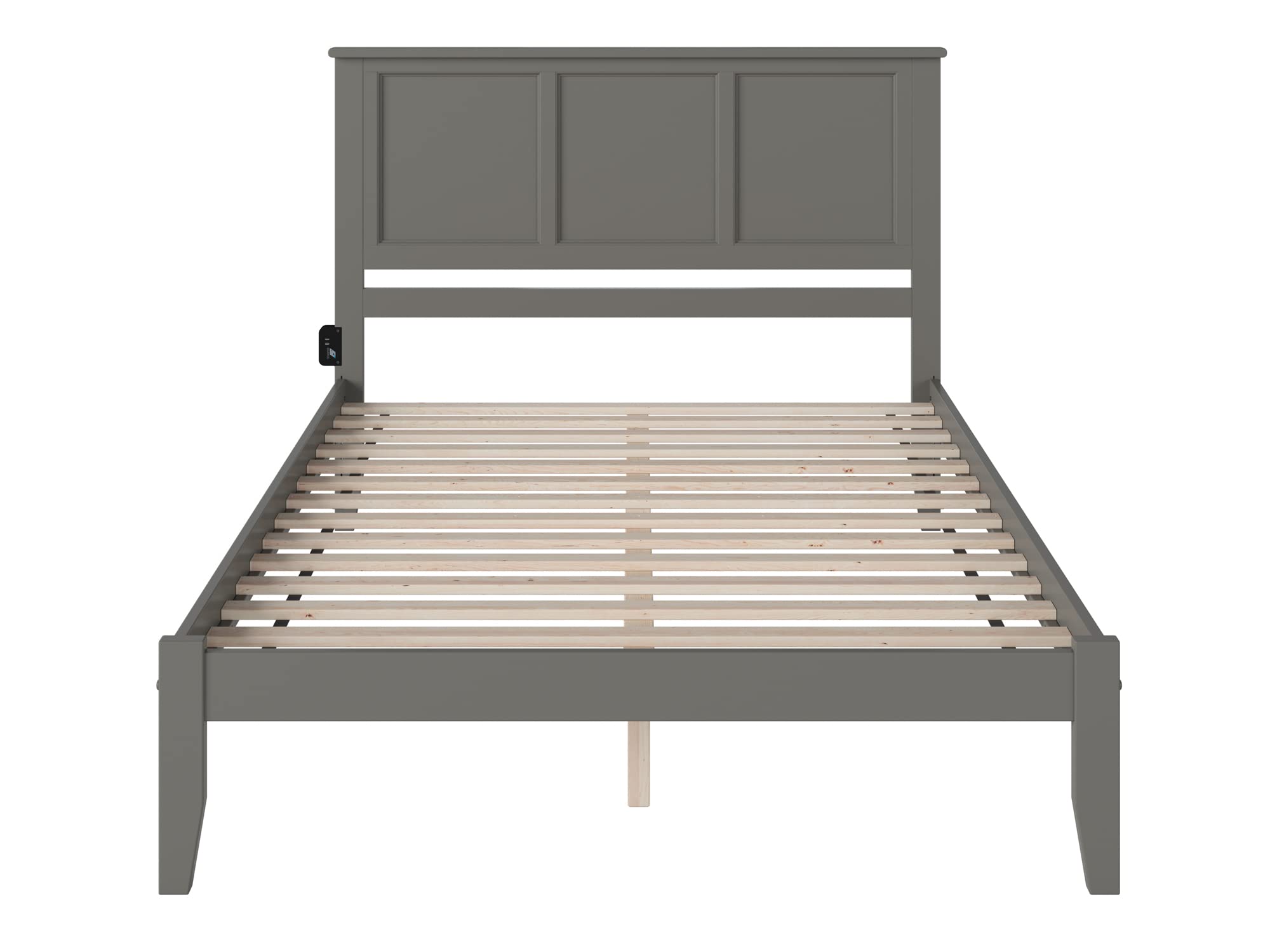 AFI Madison Queen Platform Bed with USB Charger - Grey Modern Bed Frame with Storage & Attachable USB Ports for Convenient Charging | Perfect for Small Spaces, Apartments & Guest Rooms