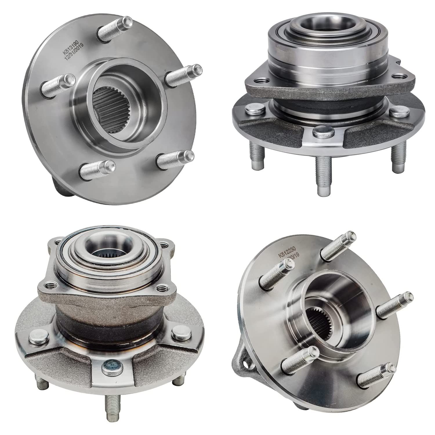 Detroit Axle - 4pc Wheel Bearing Hubs Kit for Saturn Vue, Chevrolet Equinox, Pontiac Torrent - Front & Rear Replacement (Non-ABS) - Perfect for DIY Car Repairs & Maintenance