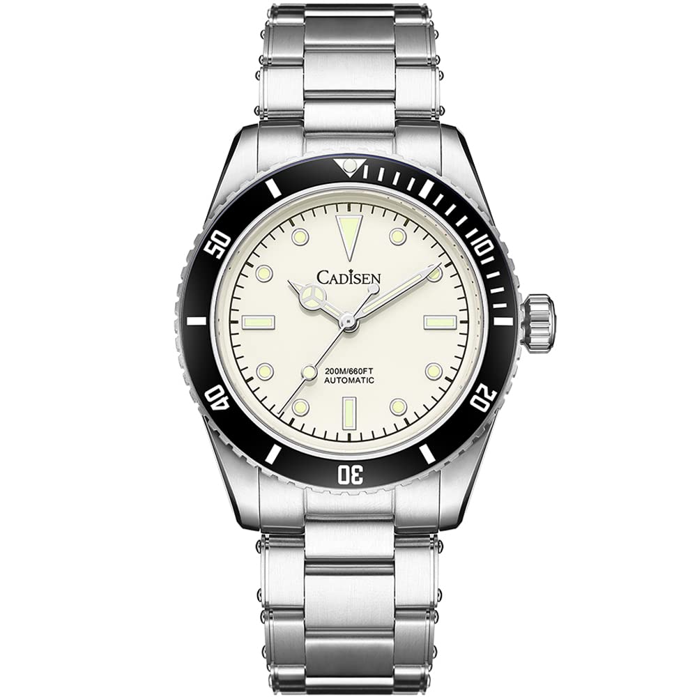 CADISEN Men's Automatic Diver Watch 38mm - Sapphire Crystal, NH35 Movement, 20Bar Water Resistant, Luminous Hands - Vintage Mechanical Watch for Men | Perfect for Diving, Swimming & Everyday Wear