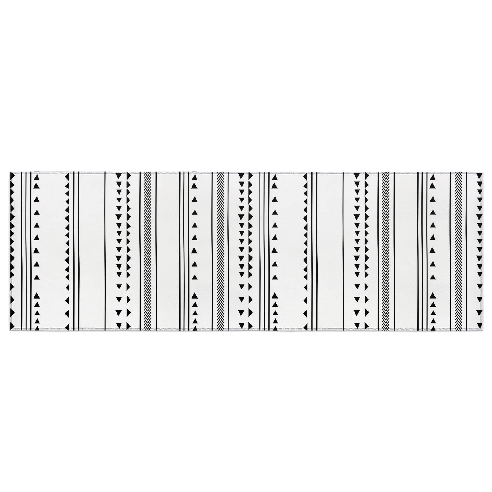 Non-Slip Geometric Boho Kitchen Runner Rug - Black & White Abstract Art Indoor Floor Mat for Hallways, Entryways & Laundry Rooms | Perfect for High-Traffic Areas & Spill-Prone Spaces