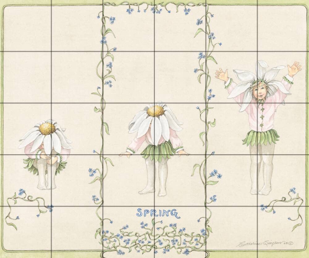 Tile Mural Kitchen Backsplash - Early Spring Design by Catherine Simpson | Peel & Stick Wall Decor for Modern Farmhouse, Cottage, or Apartment Renovation | Easy DIY Home Upgrade for Backsplashes, Accent Walls & Bathrooms
