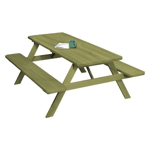 Premium Western Red Cedar Picnic Table with Attached Benches - Outdoor Dining Set for Patio, Garden & Backyard - Weather-Resistant & Durable
