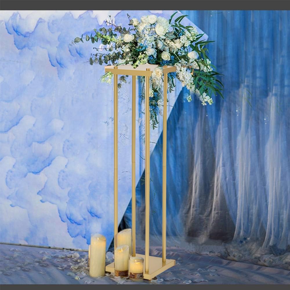 Vincidern 4-Piece Gold Flower Stand Centerpieces for Wedding Table Decorations - 31.5 Inch Tall Metal Floral Display Stand for Weddings, Events & Parties - Perfect for Aisle Decor, Reception Tables and Special Occasion Centerpieces
