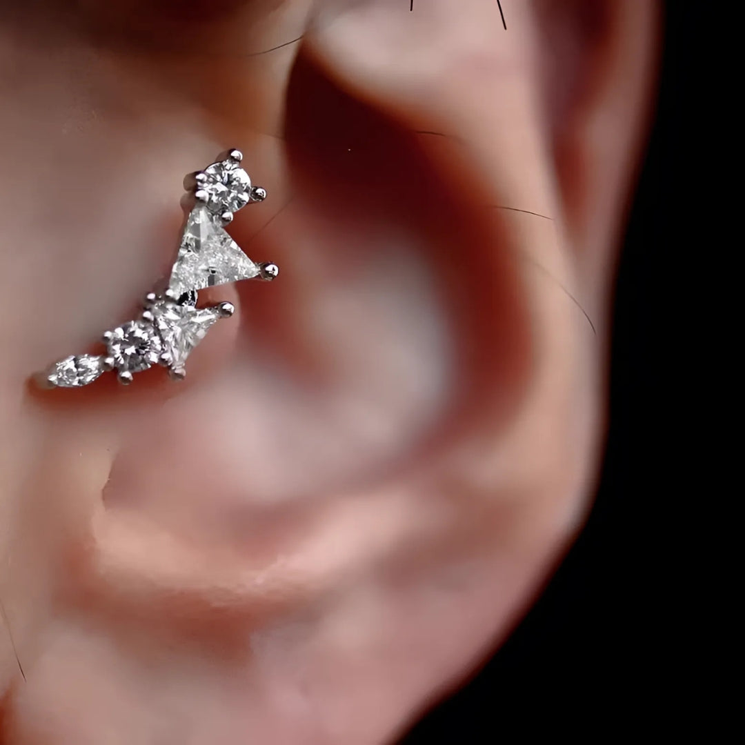 20G Crescent Moon and Star Stud Daith Helix Earrings for Women - Surgical Steel Cartilage Piercing Jewelry - Perfect for Everyday Wear, Parties & Gifts | HSPJ1916