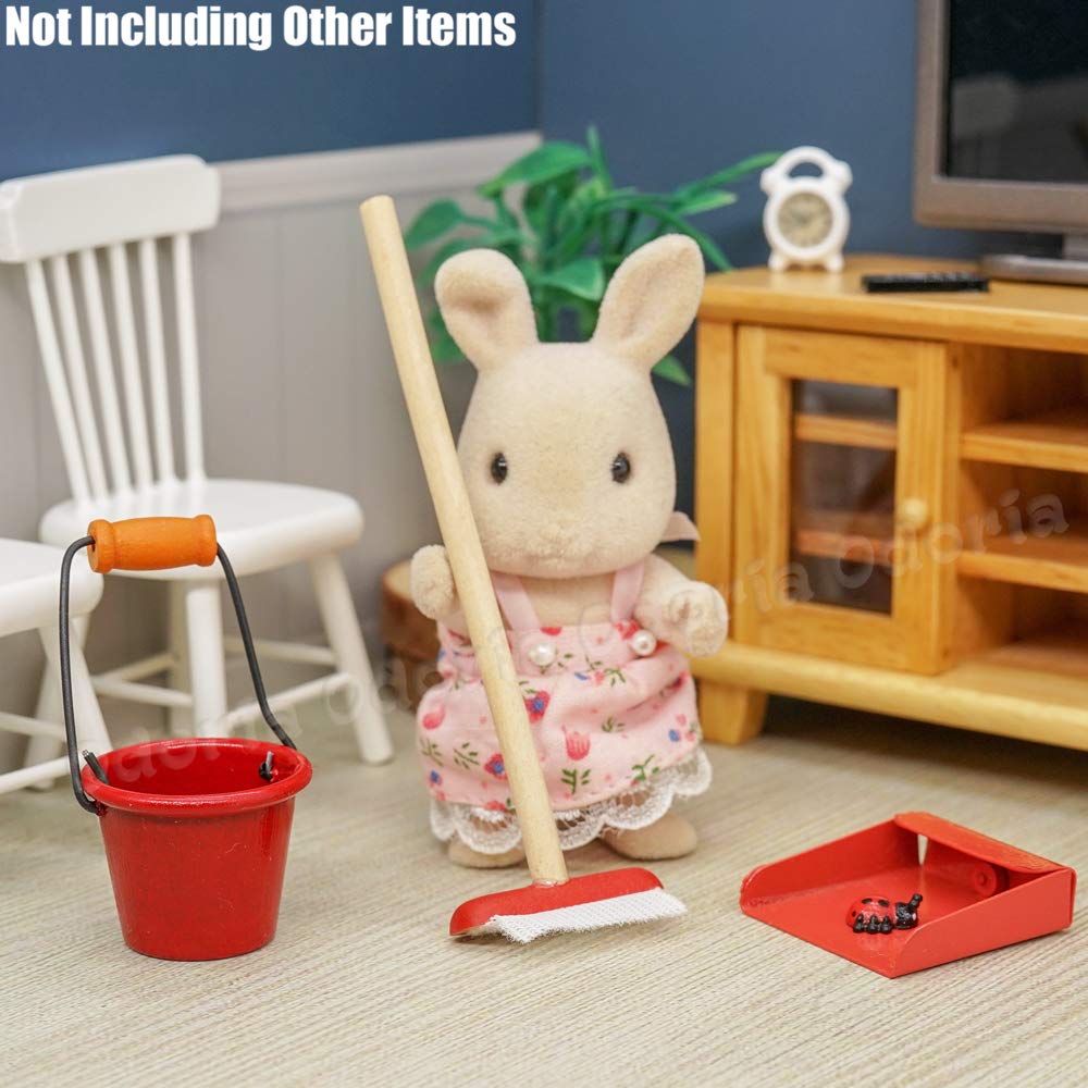 Odoria 1/12 Scale Miniature Mop and Bucket Set - Realistic Dollhouse Cleaning Accessories for DIY Crafts, Model Scenes & Miniature Displays
