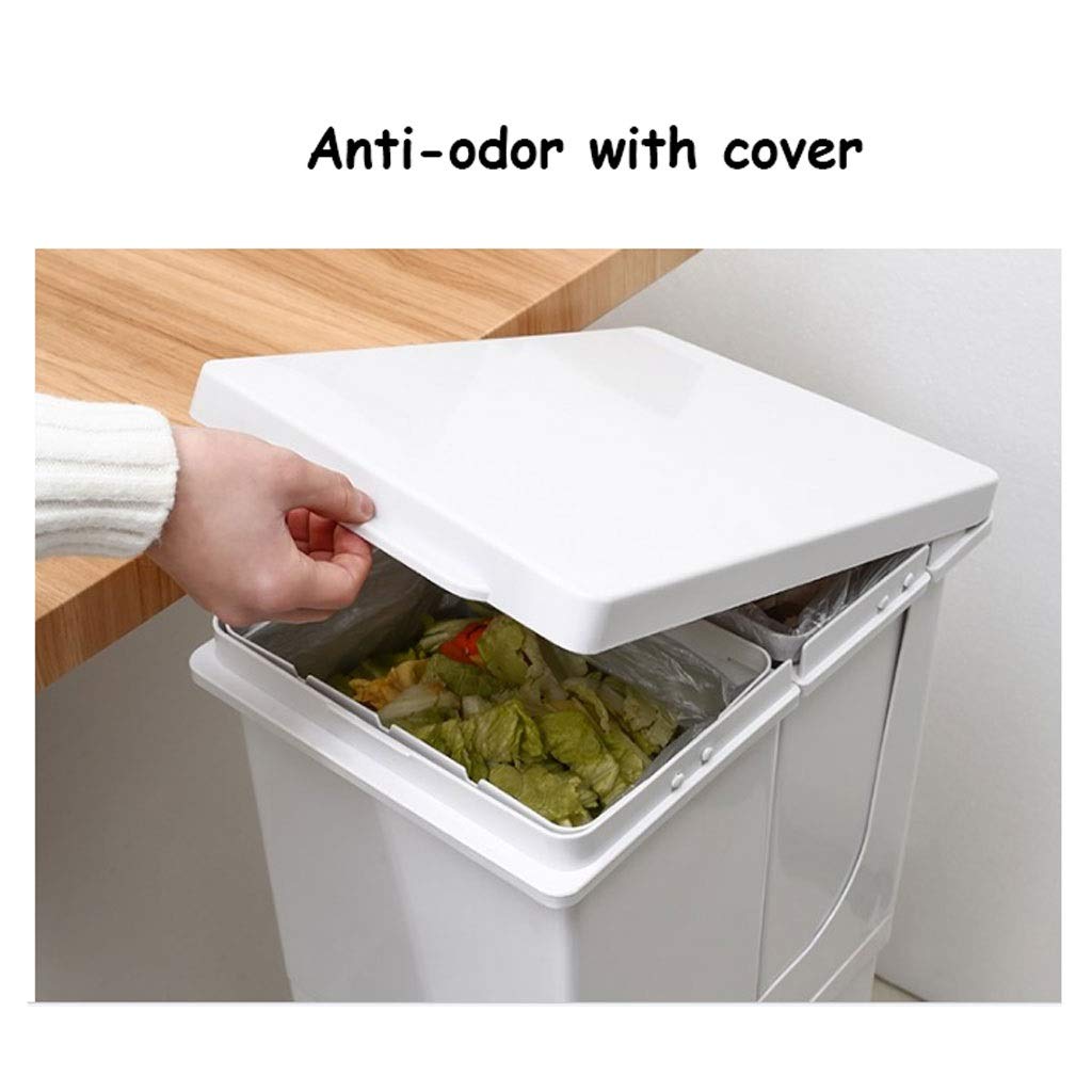 Large Plastic Rectangular Trash Can - 13 Gallon Wastebasket with Lid, Durable Garbage Bin for Kitchen, Bathroom, Office & Dorm Room - Yellow (Perfect for Recycling, Food Waste & Household Trash Disposal)