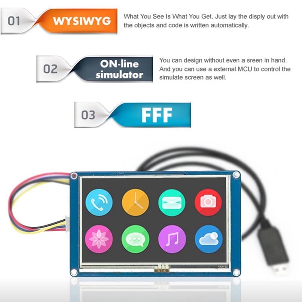 Runioney 7-Inch HMI LCD Touch Display - NX8048T070 Blue Resistive Screen for Industrial Control & Automation | Enhanced Human-Machine Interface for PLC, CNC, and Smart Home Systems