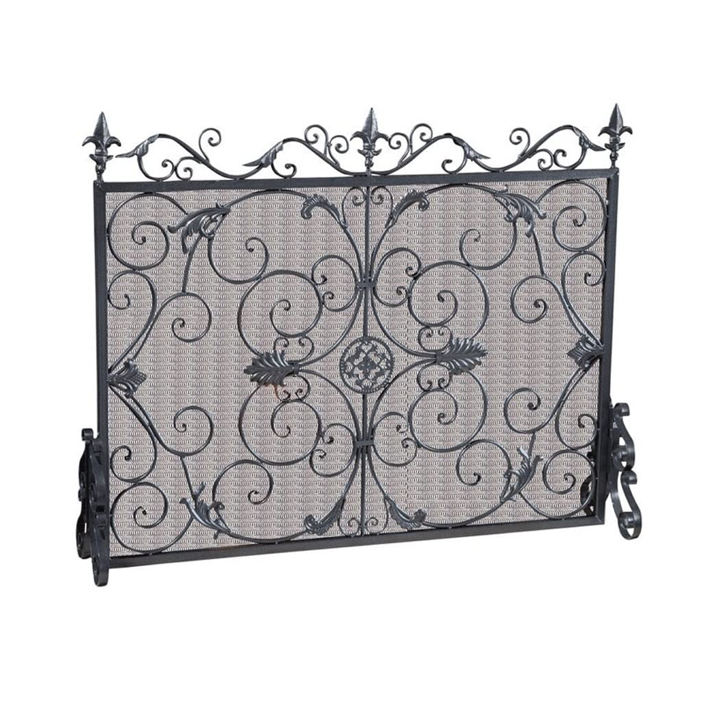 FUSHIFULIAN Black Wrought Iron Fireplace Screen - 86x105x24cm European Style Metal Fire Fence for Home Decor & Safety - Perfect for Living Rooms, Bedrooms & Fireplace Accessories