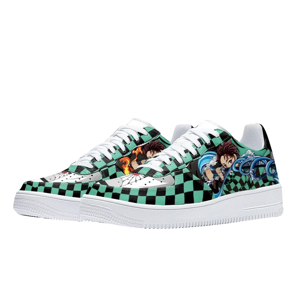 Custom Anime Demon Slayer Tanjiro Nezuko Printed Low-Top Basketball Shoes for Men & Women - Japanese Cosplay Sneakers with Non-Slip Sole, Breathable for Running & Outdoor Activities - Perfect for Anime Fans, Cosplay Events & Casual Streetwear Fashion