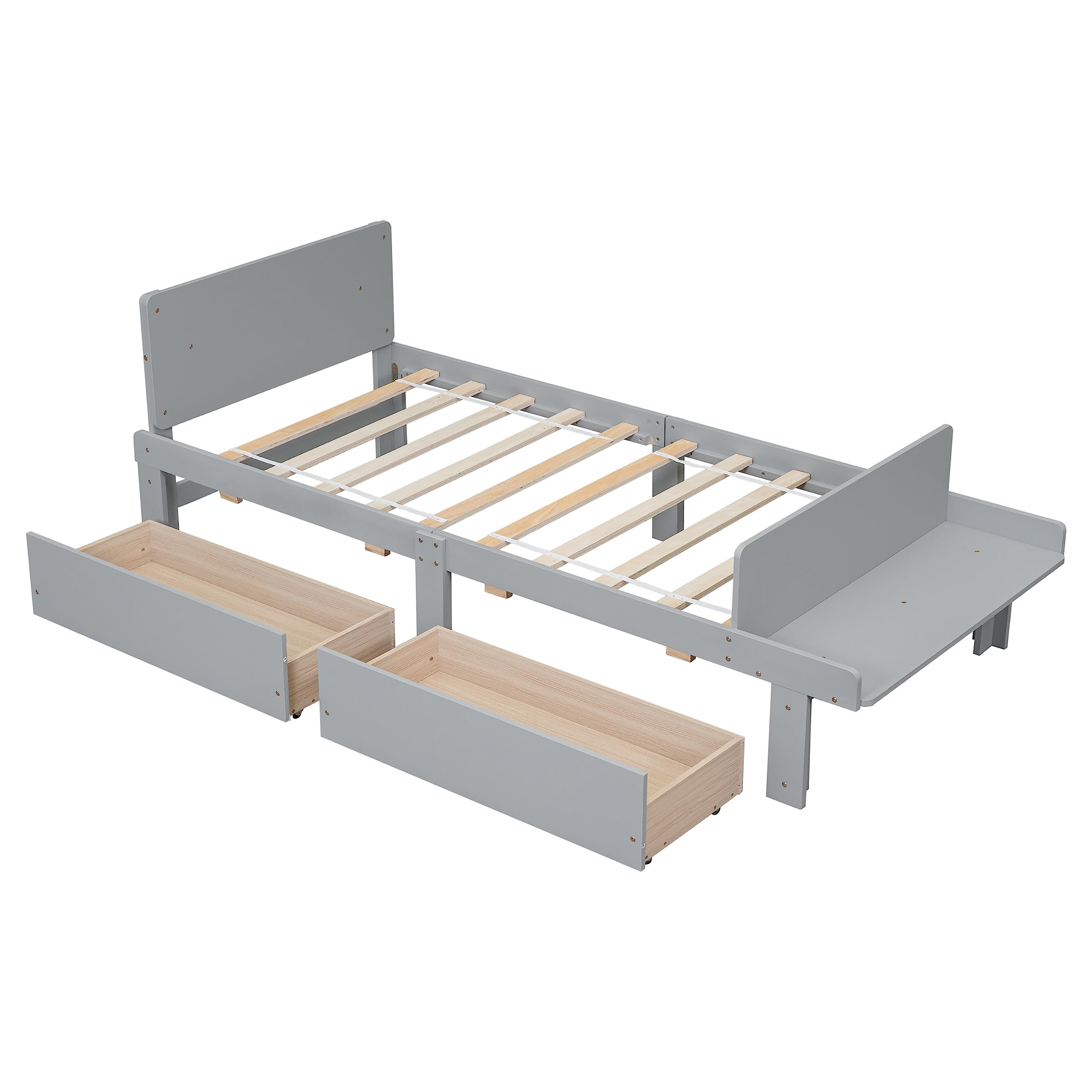 Dolonm Twin Bed Frame with Storage for Kids - Sturdy Pine Wood, No Box Spring Needed, Perfect for Small Bedrooms