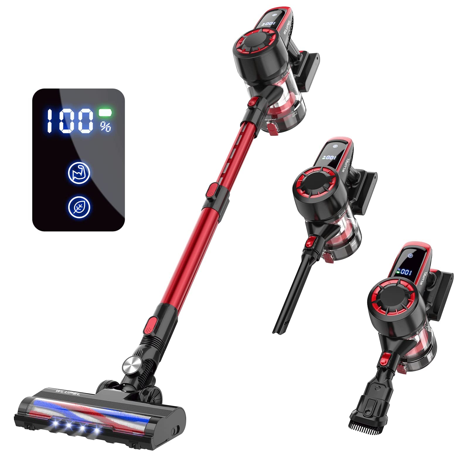 WLUPEL Hero 8 Cordless Stick Vacuum Cleaner - 30KPA Powerful Suction, 400W Lightweight Handheld Vacuum with LED Display - Perfect for Hardwood Floors, Carpets, Pet Hair & Car Cleaning - Ideal for Home, Office & Quick Cleanups