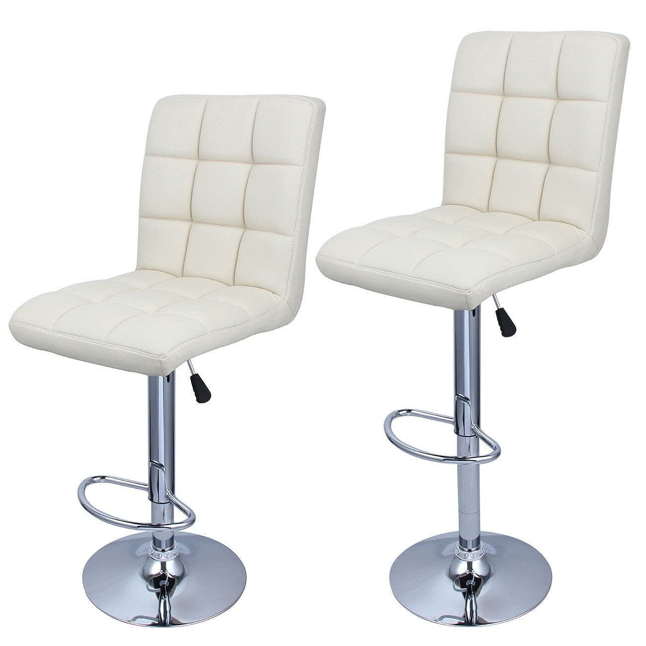 GXP Swivel Cream Soda PU Leather Modern Adjustable Hydraulic Bar Stool - Height Adjustable Counter Stool for Kitchen Island, Breakfast Nook, Home Bar & Office (Set of 1)