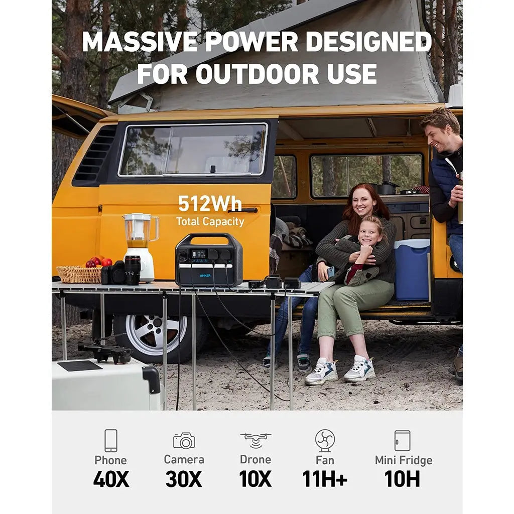 Anker Powerhouse 535 Portable Power Station 512Wh - Solar Generator with AC Outlets, USB Ports & Car Charger - Perfect for Camping, RV Trips & Emergency Power Backup