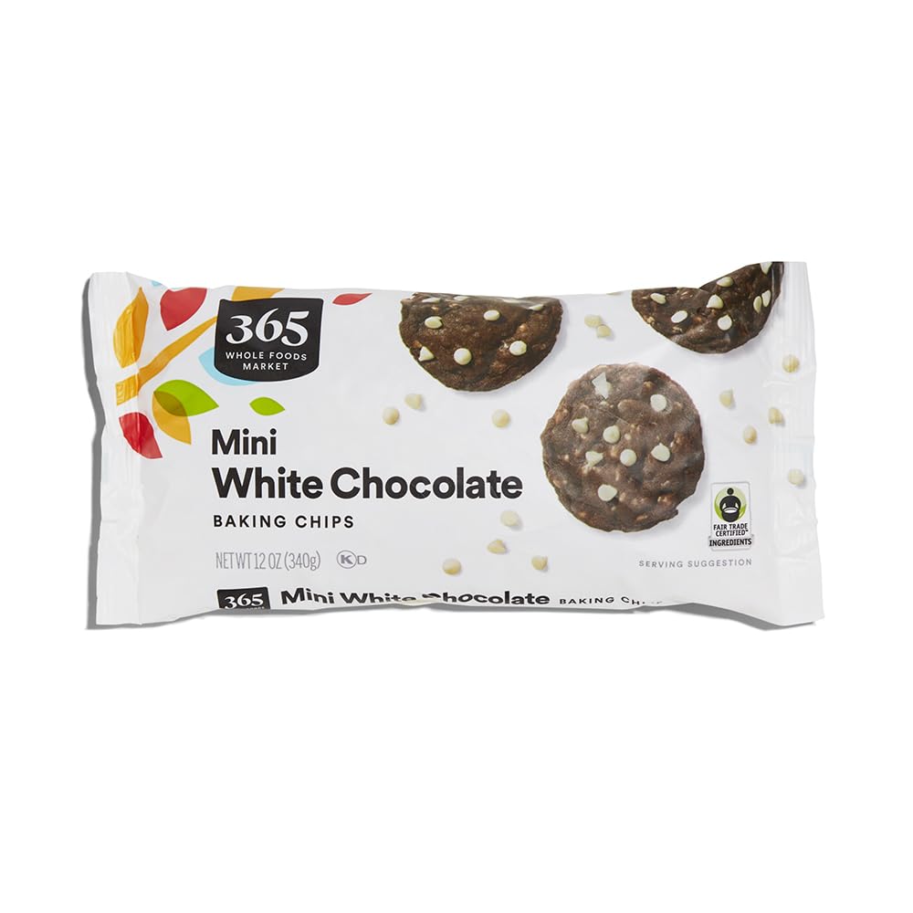 365 by Whole Foods Market Mini White Chocolate Chips - 12oz Bag | Premium Baking Ingredients for Cookies, Cakes & Desserts | Vegan & Gluten-Free Snack