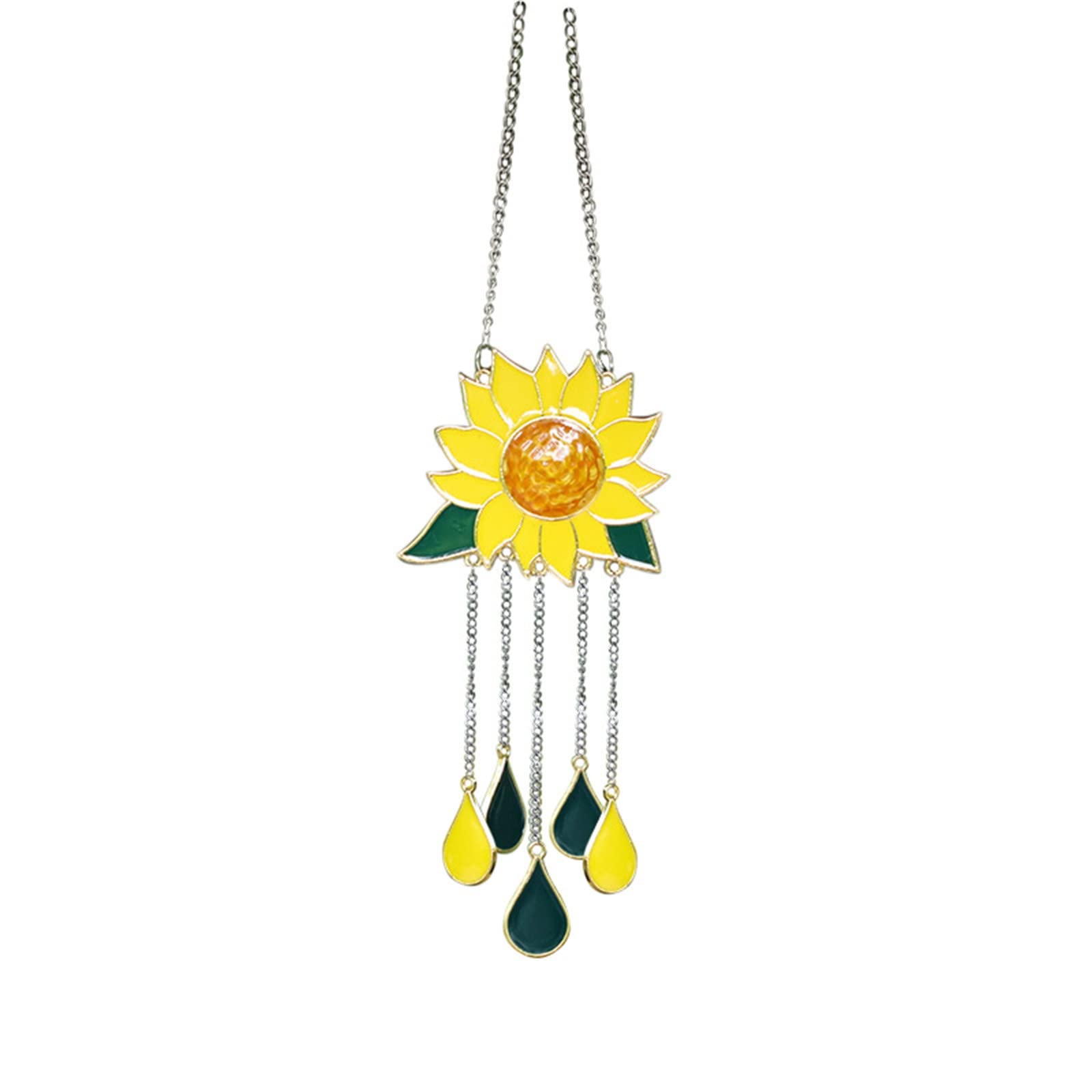Sunflower Window Siding Decor with Chains - Outdoor Solar Wind Chime for Home & Garden