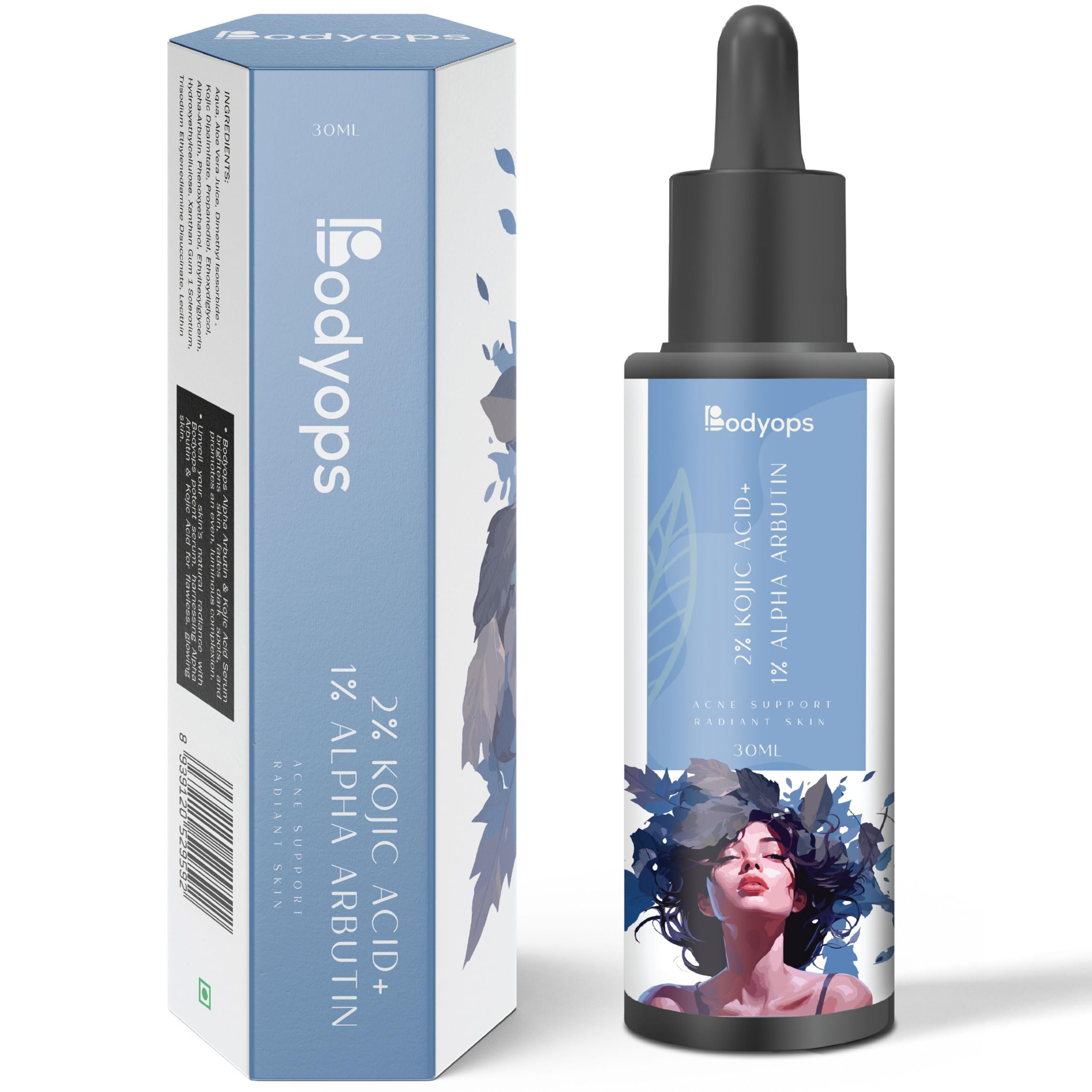 Bodyops 2% Kojic Acid & 1% Alpha Arbutin Brightening Serum | Dark Spot Corrector for Hyperpigmentation & Melasma | Skin Tone Evening Treatment for Men & Women | 30ml – Perfect for Daily Skincare Routine & Post-Acne Marks