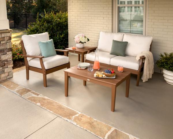 Polywood Braxton 4-Piece Deep Seating Patio Set - Outdoor Furniture for Garden, Poolside & Backyard Relaxation