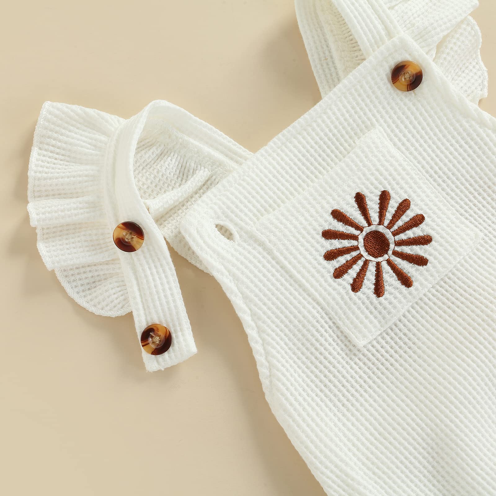 Newborn Baby Boy & Girl Clothes - Rainbow Romper Waffle Bodysuit with Ruffled Sleeveless Design | Soft Infant Jumpsuit Outfit for Photo Shoots, Playtime & Special Occasions