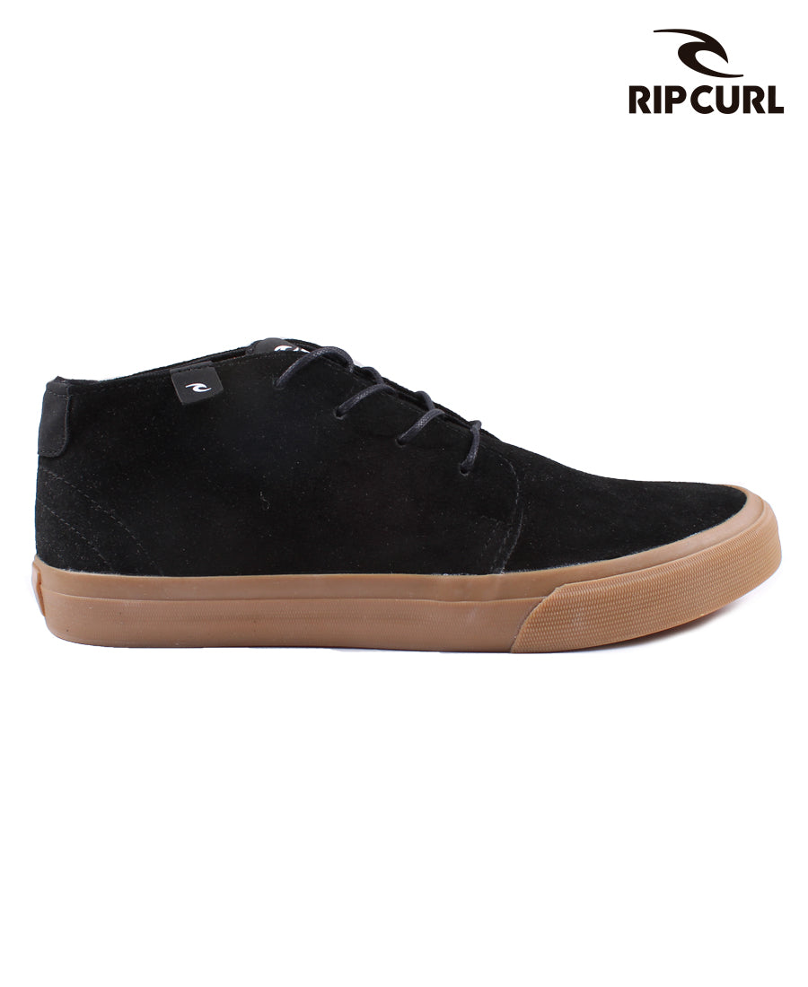 Rip Curl Men's Hi REKKON SUEDE Sneakers - Black/Gum Color - Comfortable Skate Shoes for Surfing, Casual Wear & Street Style