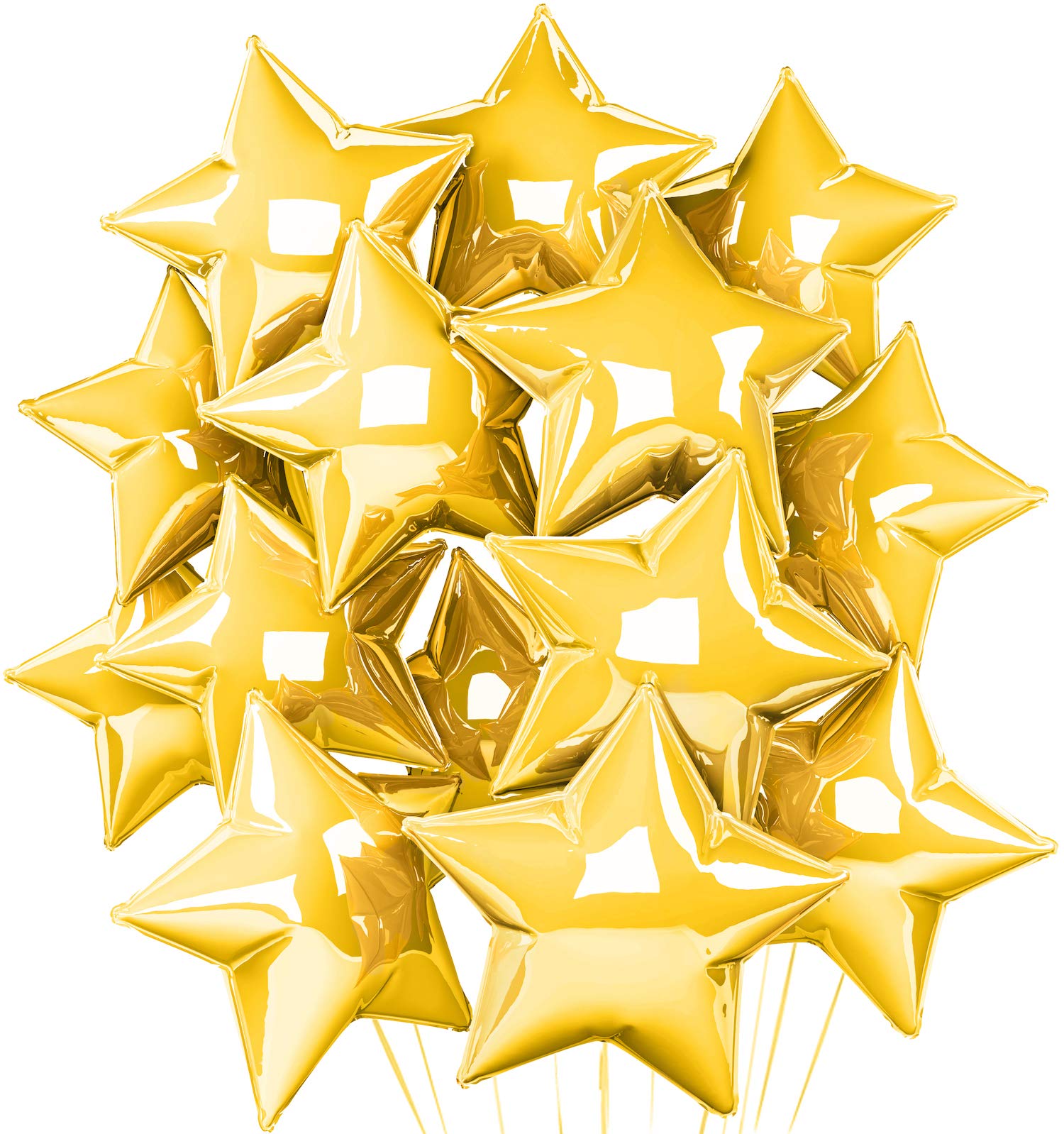12-Pack Gold Star Balloons - Foil Mylar Star Shaped Balloons for Baby Showers, Birthday Parties, Graduations & Special Events - Perfect for Ceiling Decor, Photo Backdrops & Party Centerpieces
