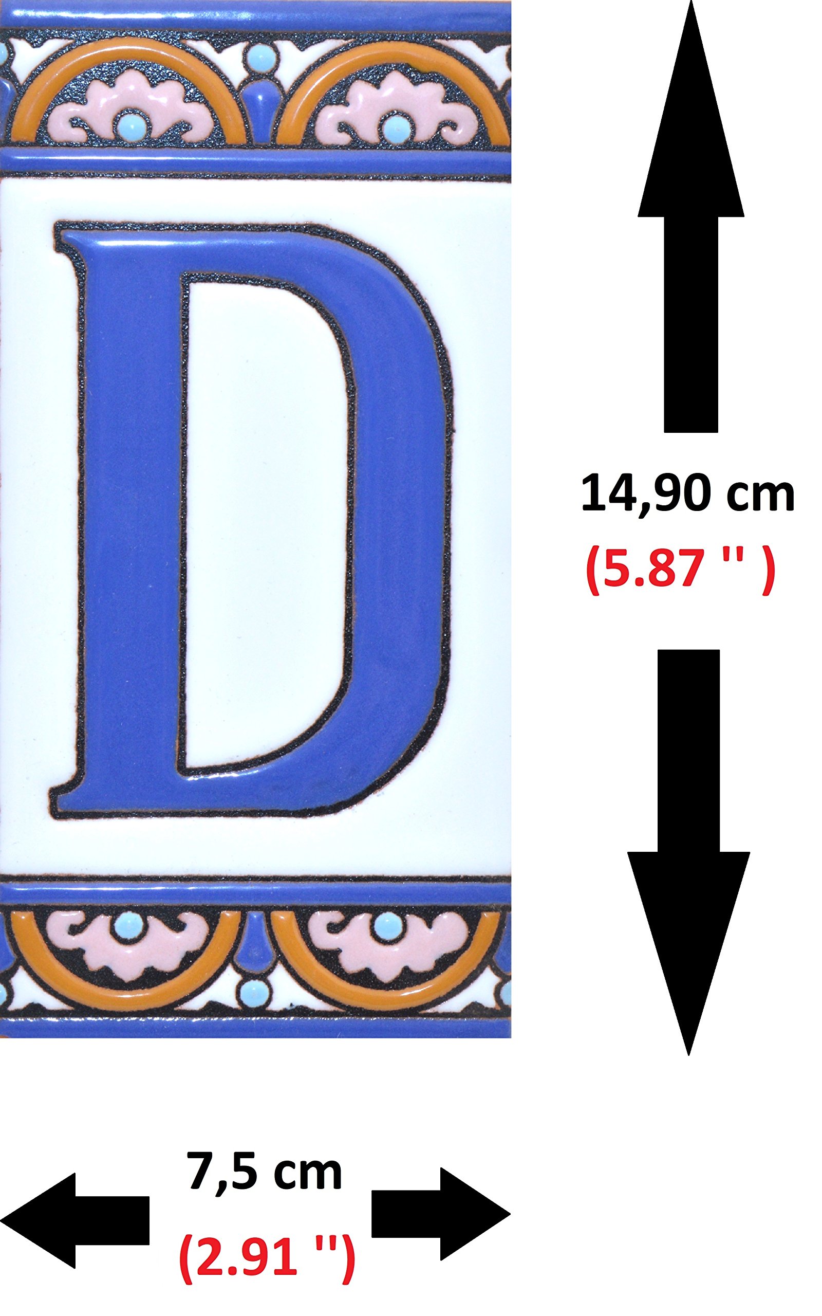 6 Inch Handpainted House Letter Tiles - Custom Address Numbers & Names for Home Signs - Durable ARCO GRANDE Design (5.86