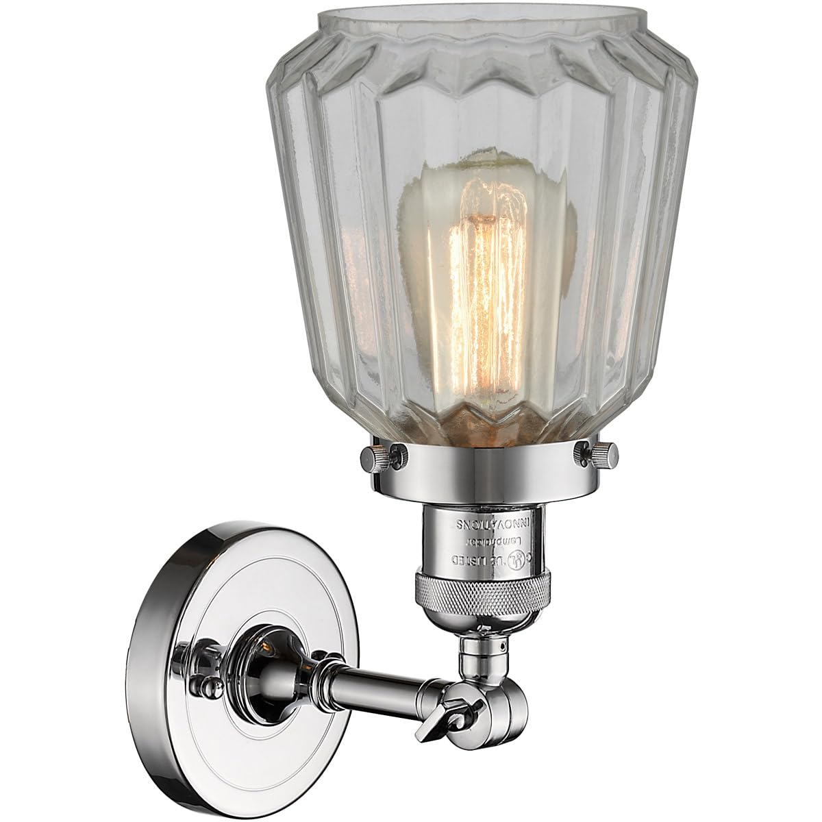 Innovations 201F-PC-G142-LED Modern LED Semi-Flush Mount Ceiling Light Fixture - Polished Chrome Finish - Perfect for Bedroom, Hallway & Kitchen Lighting