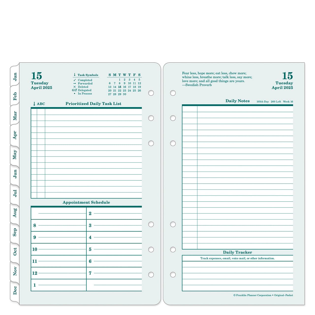 FranklinCovey 2-Page Per Day Planner 2025-2026 - Pocket Size Ring-Bound Organizer for Daily Scheduling, Time Management & Productivity - Perfect for Students, Professionals & Busy Moms (April 2025 - March 2026)