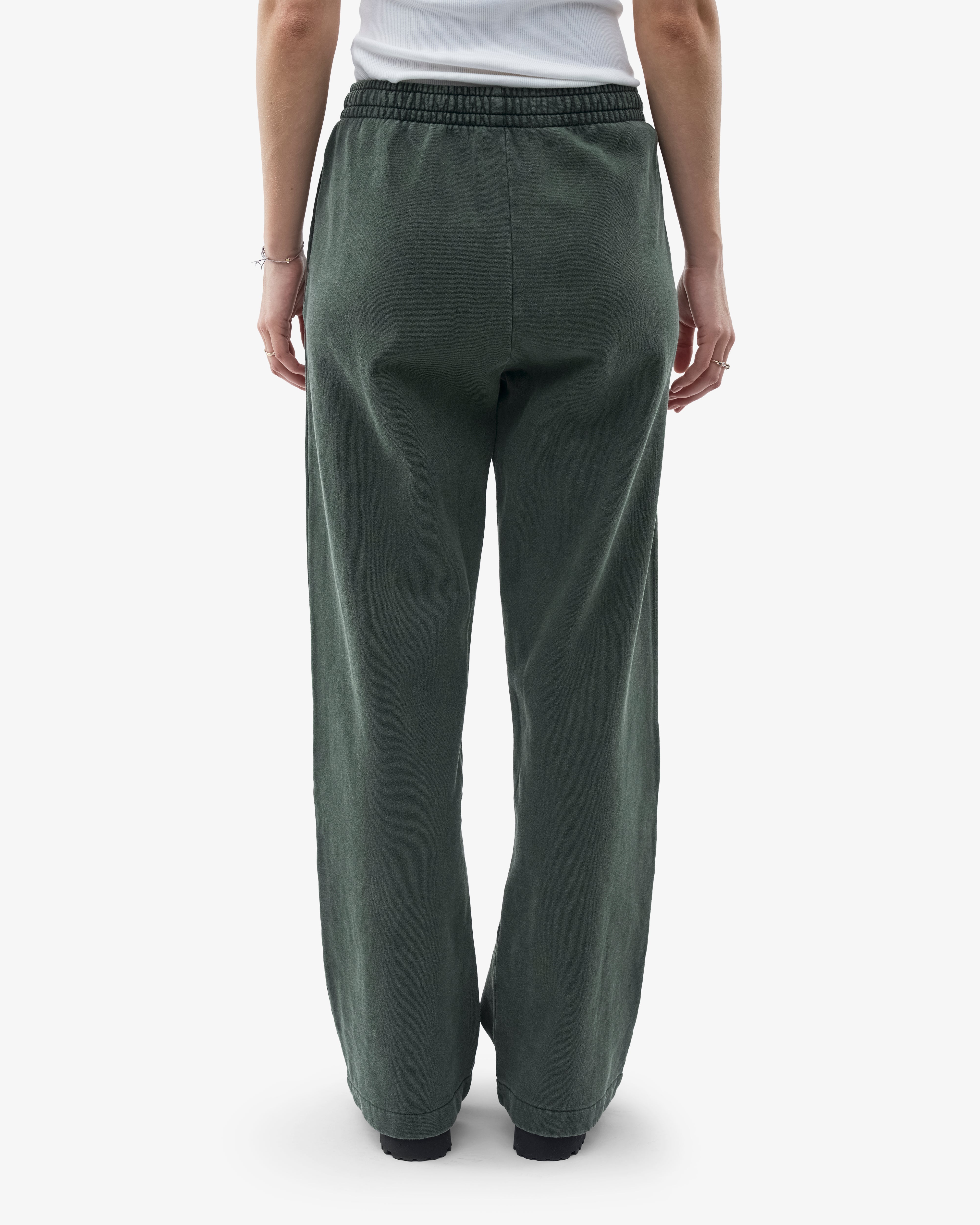 Organic Straight Leg Sweatpants for Women - Soft Cotton Lounge Pants with Elastic Waistband - Midnight Forest Green - Perfect for Yoga, Running & Home Relaxation